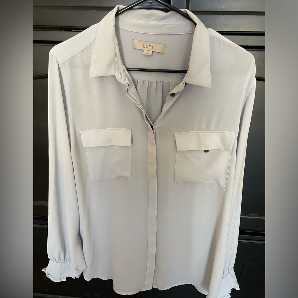Loft Collared Button Down Blouse With Pockets Hid… - image 1